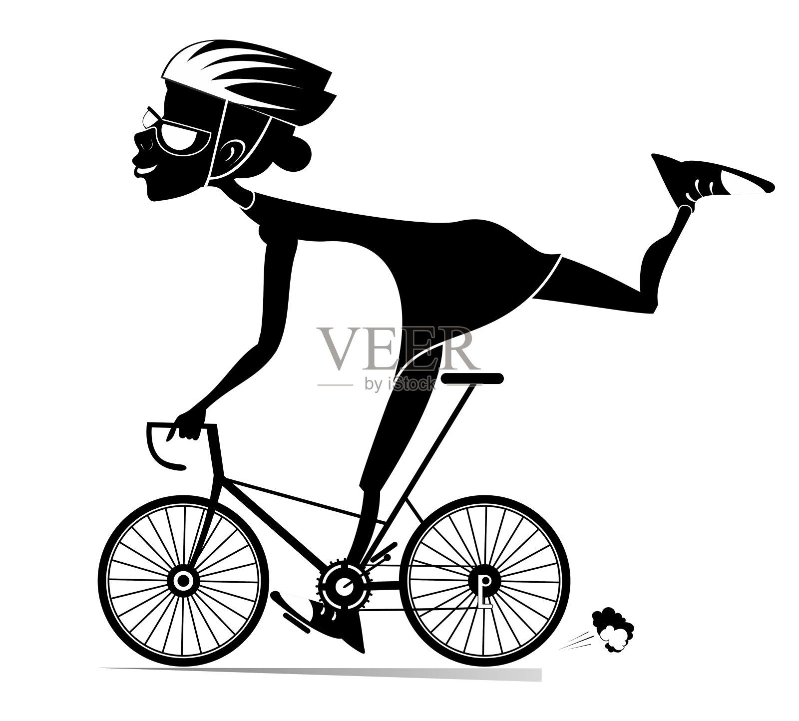 骑自行车。年轻女子骑自行车插画图片素材