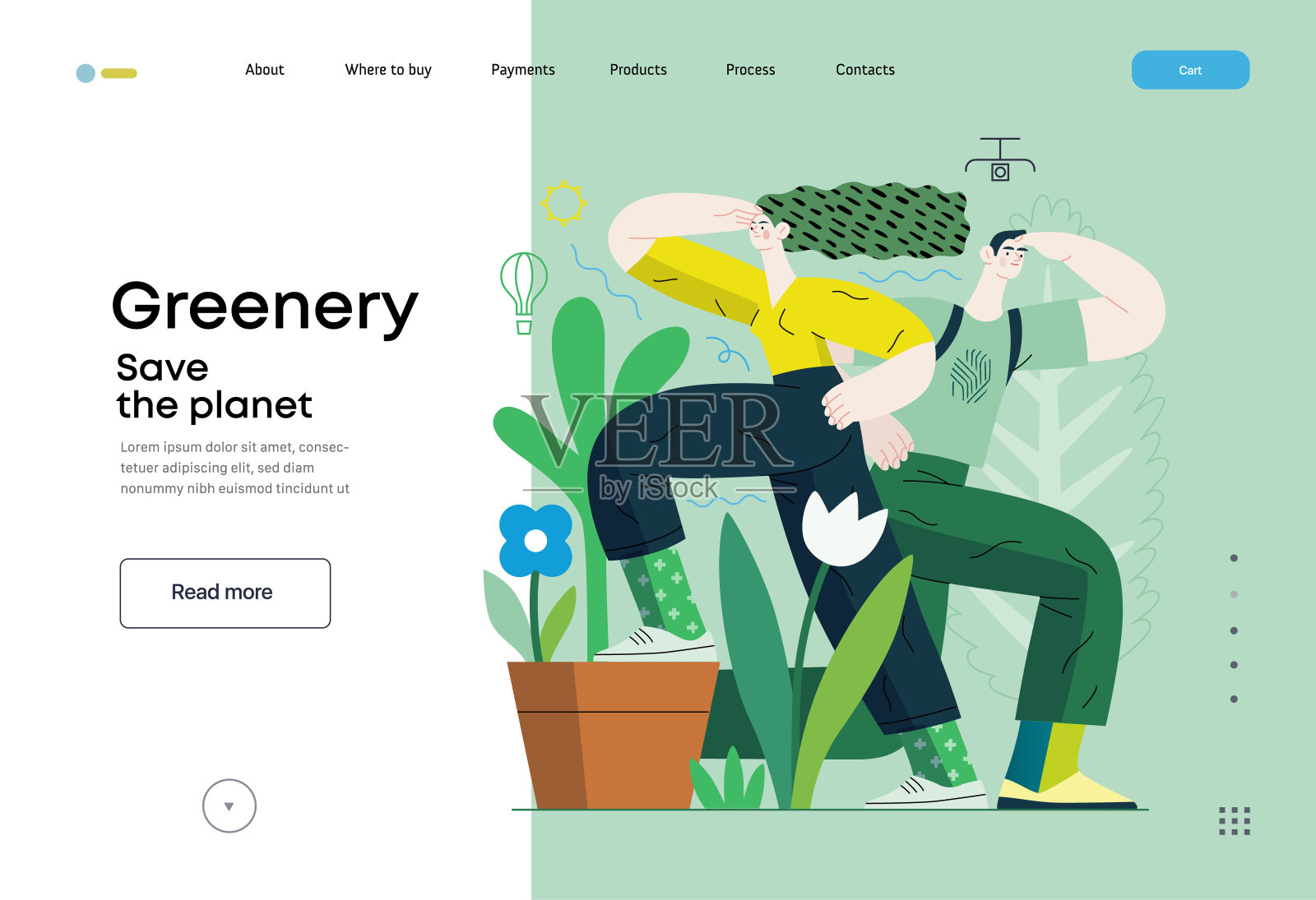 绿色植物，生态平面矢量插图插画图片素材