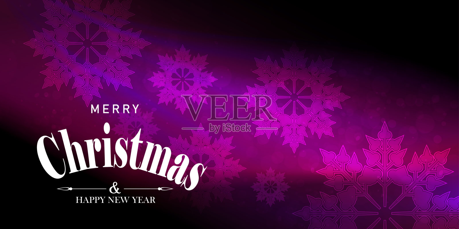 圣诞暗紫色背景与闪闪发光和轮廓的红色优雅的雪花插画图片素材