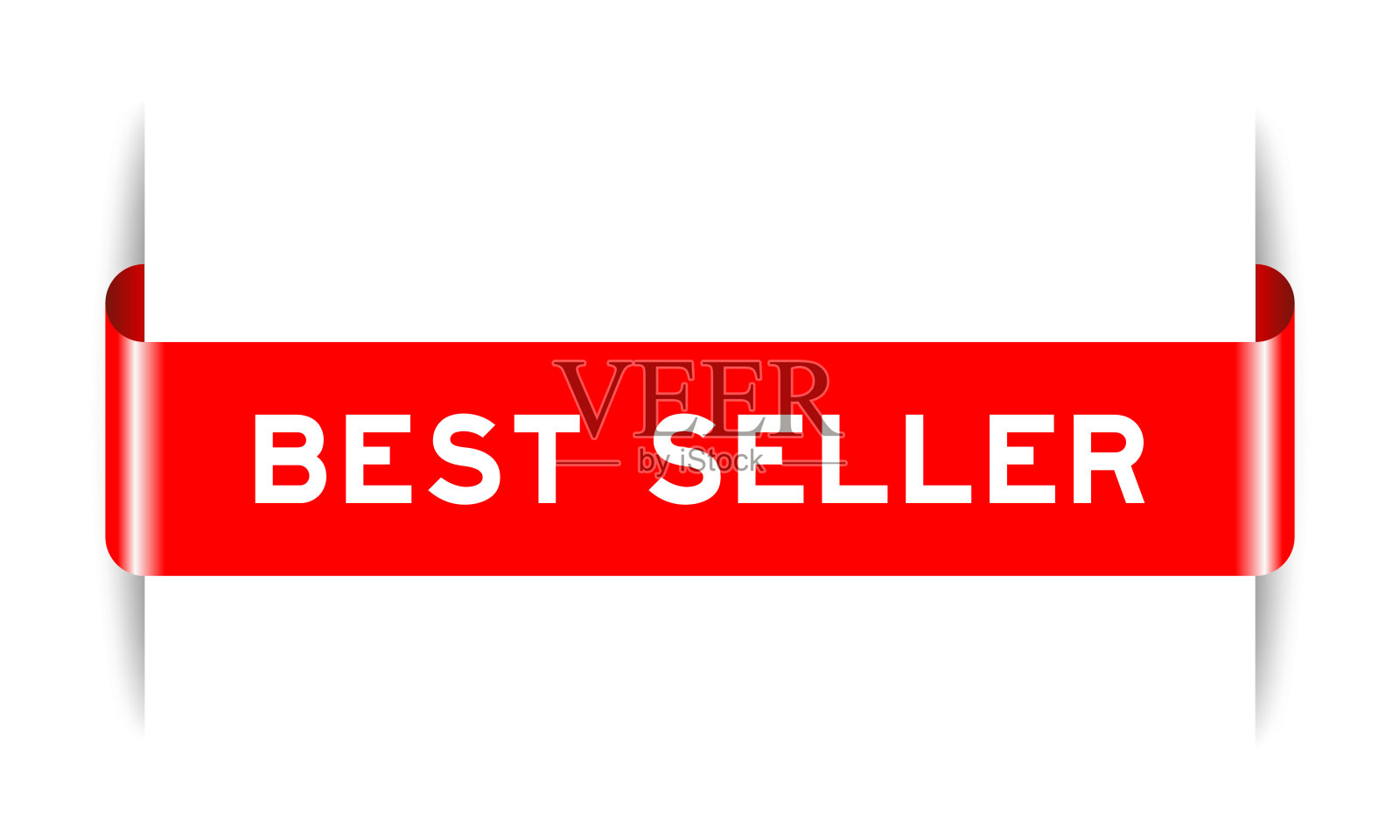红色插入标签横幅与文字最畅销的白色背景插画图片素材