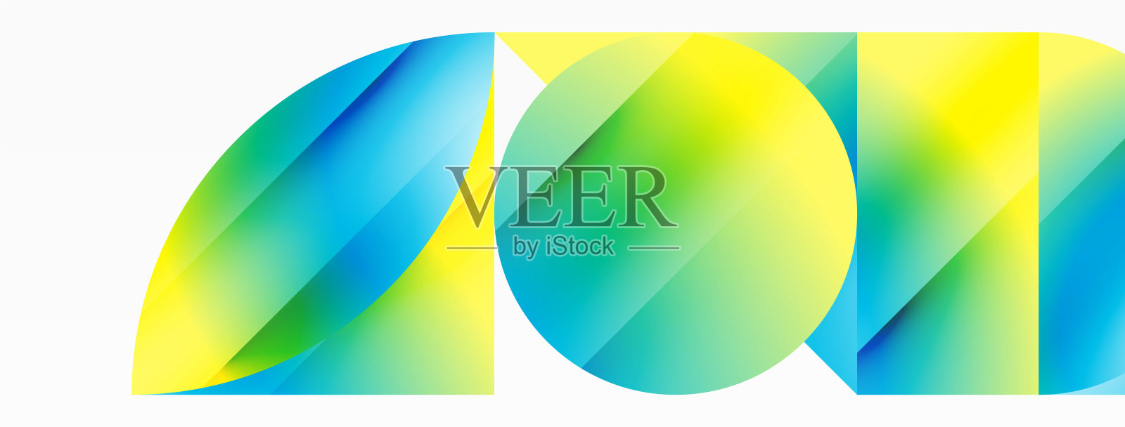 宁静的梯度模板。圆形和三角形融合在极简主义的完美之中。形式和色调的柔和融合创造了平衡而迷人的背景，体现了现代的精致插画图片素材