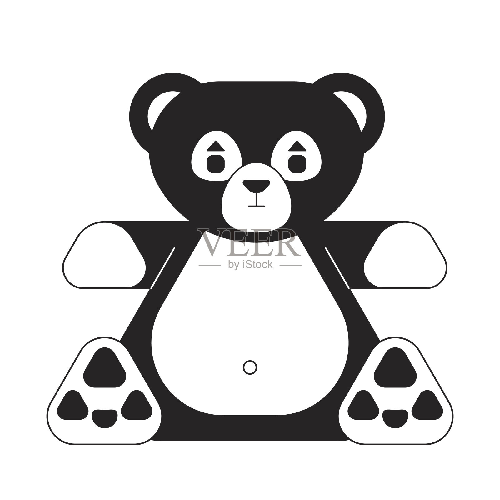 泰迪熊平面单色隔离矢量对象插画图片素材