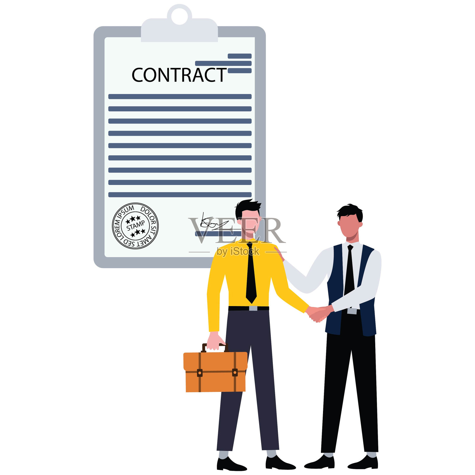 商人用笔将合同文件递给他的客户商人签字插画图片素材
