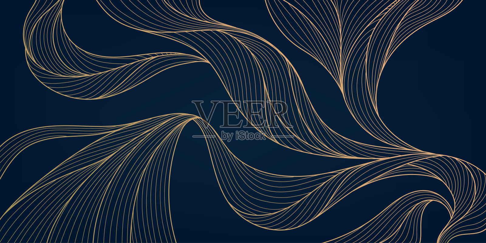 矢量艺术装饰波浪豪华图案，波浪线日本风格的背景。有机动态图案，质感用于印刷、墙面艺术、包装设计。插画图片素材