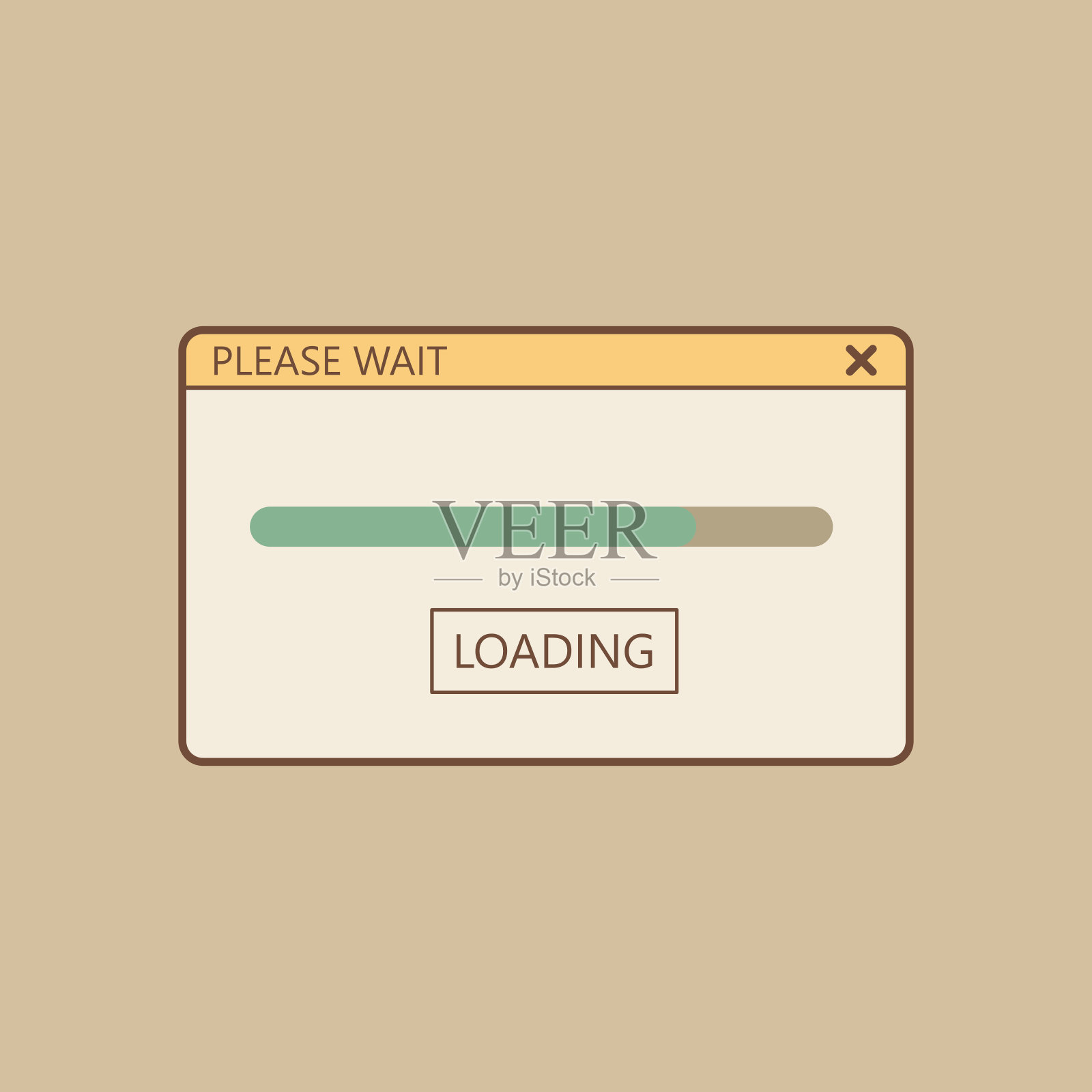 清洁用户界面设计的一个加载框，UI设计插画图片素材