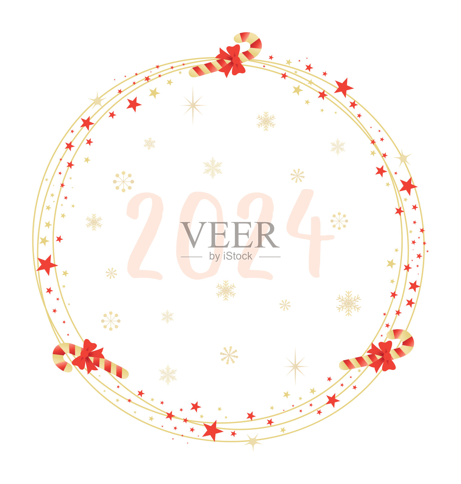 圣诞花环装饰2024插画图片素材