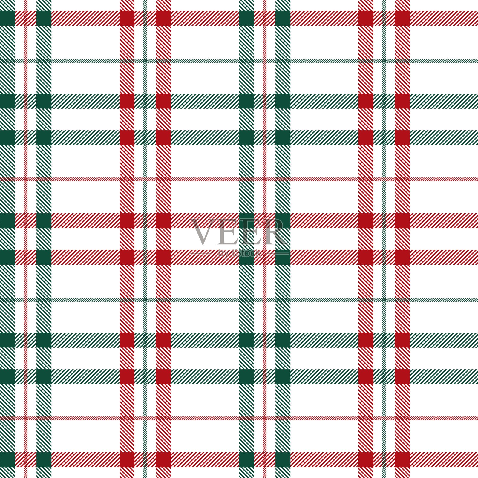 格子呢无缝图案，红绿相间插画图片素材