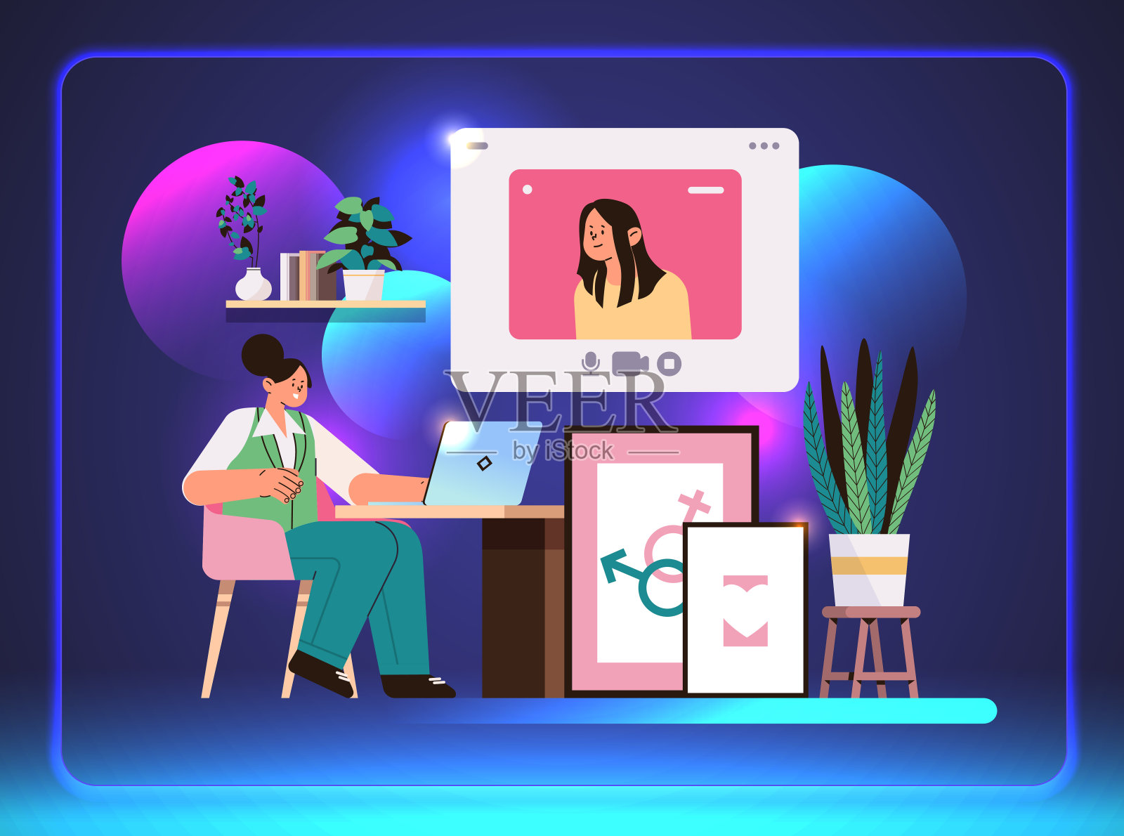 妇女在线讲授性健康教育避孕方法避孕和生殖系统人类性行为插画图片素材