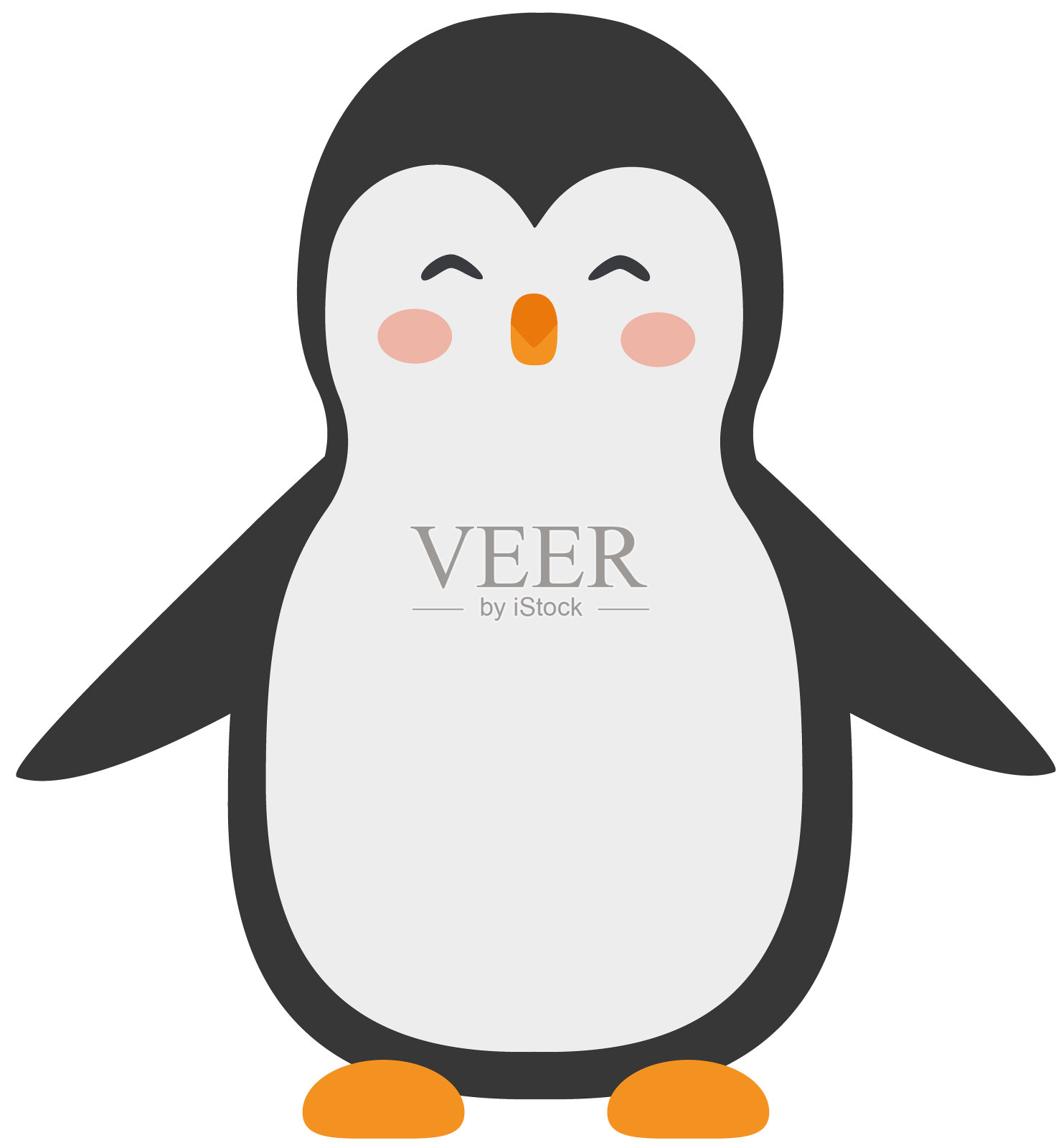 在卡通风格的微笑企鹅矢量插图插画图片素材