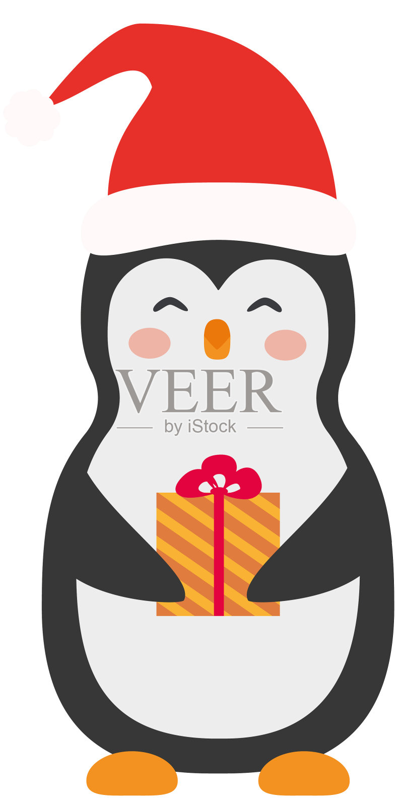 在卡通风格的礼物企鹅矢量插图插画图片素材
