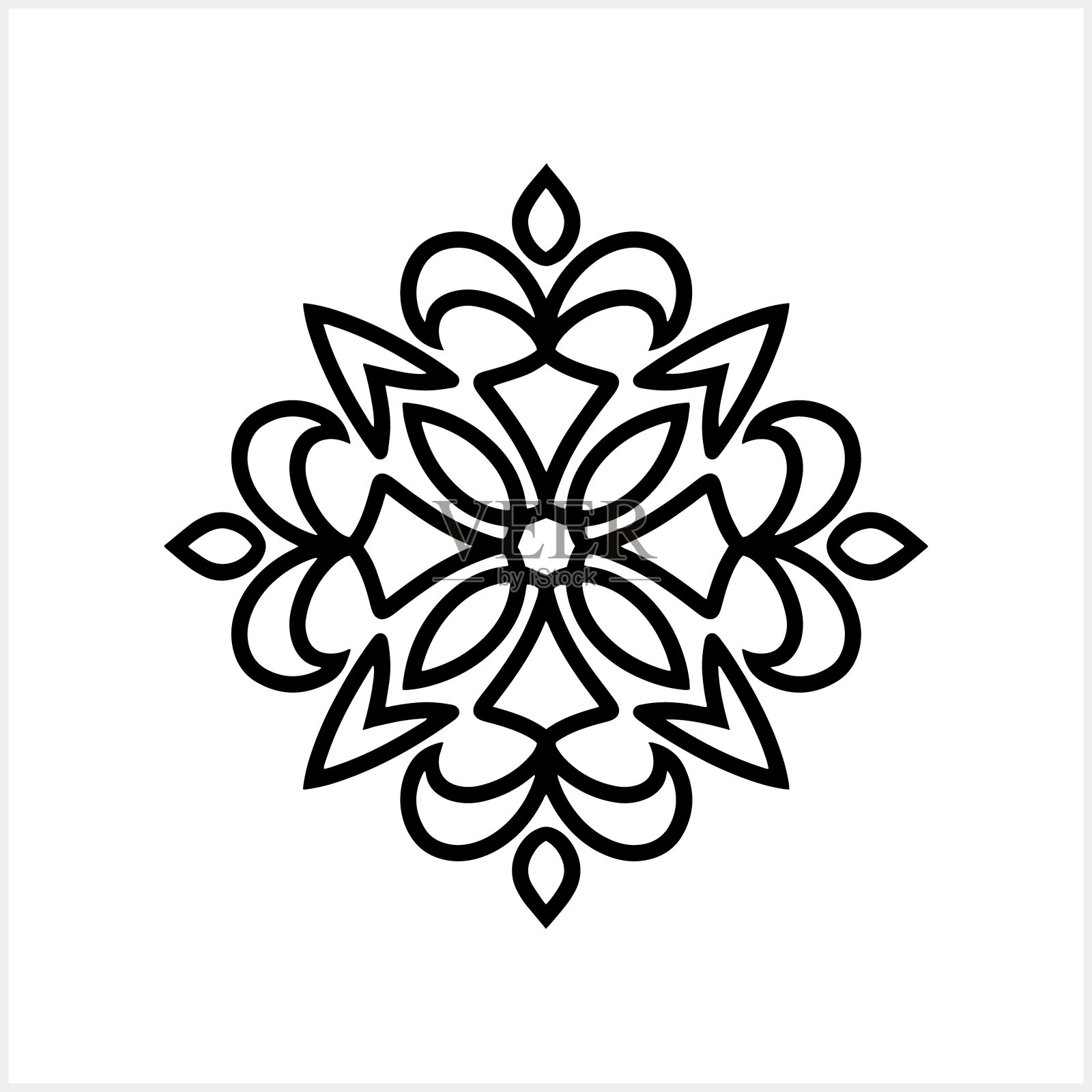 雪花图标孤立。圣诞节和冬天的象征。圣诞节的设计。曼陀罗矢量股票插图。每股收益10插画图片素材