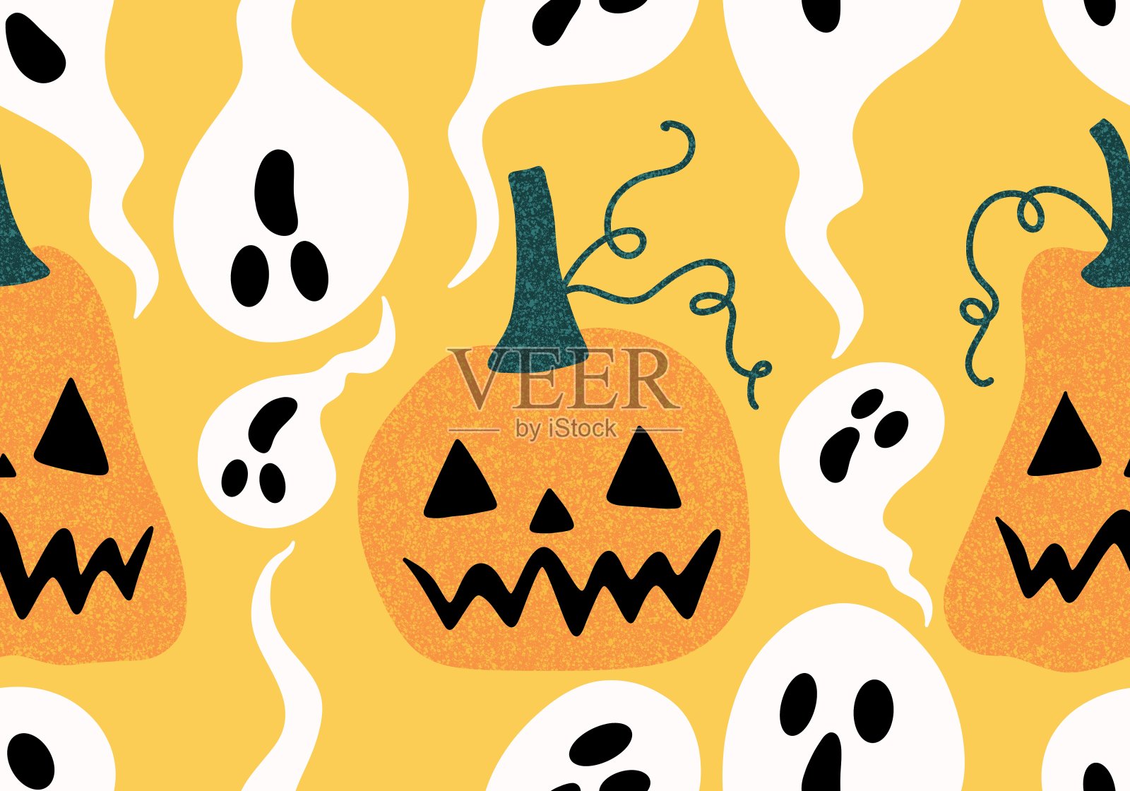 万圣节无缝南瓜图案用于织物和纺织品及包装插画图片素材