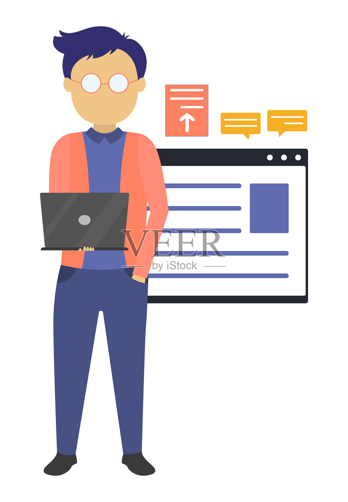 一位商人的介绍插画图片素材