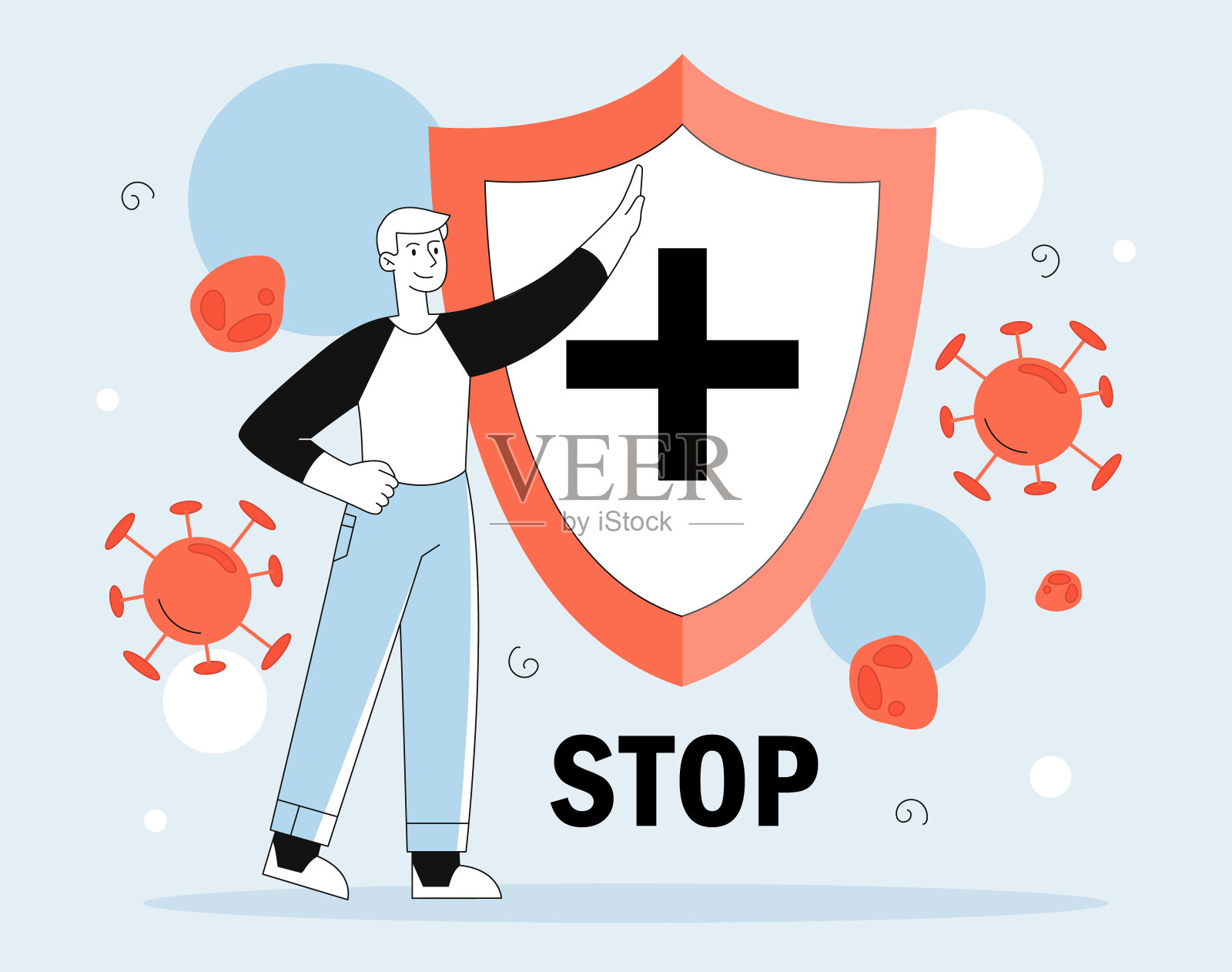 具有强大免疫系统载体概念的人插画图片素材