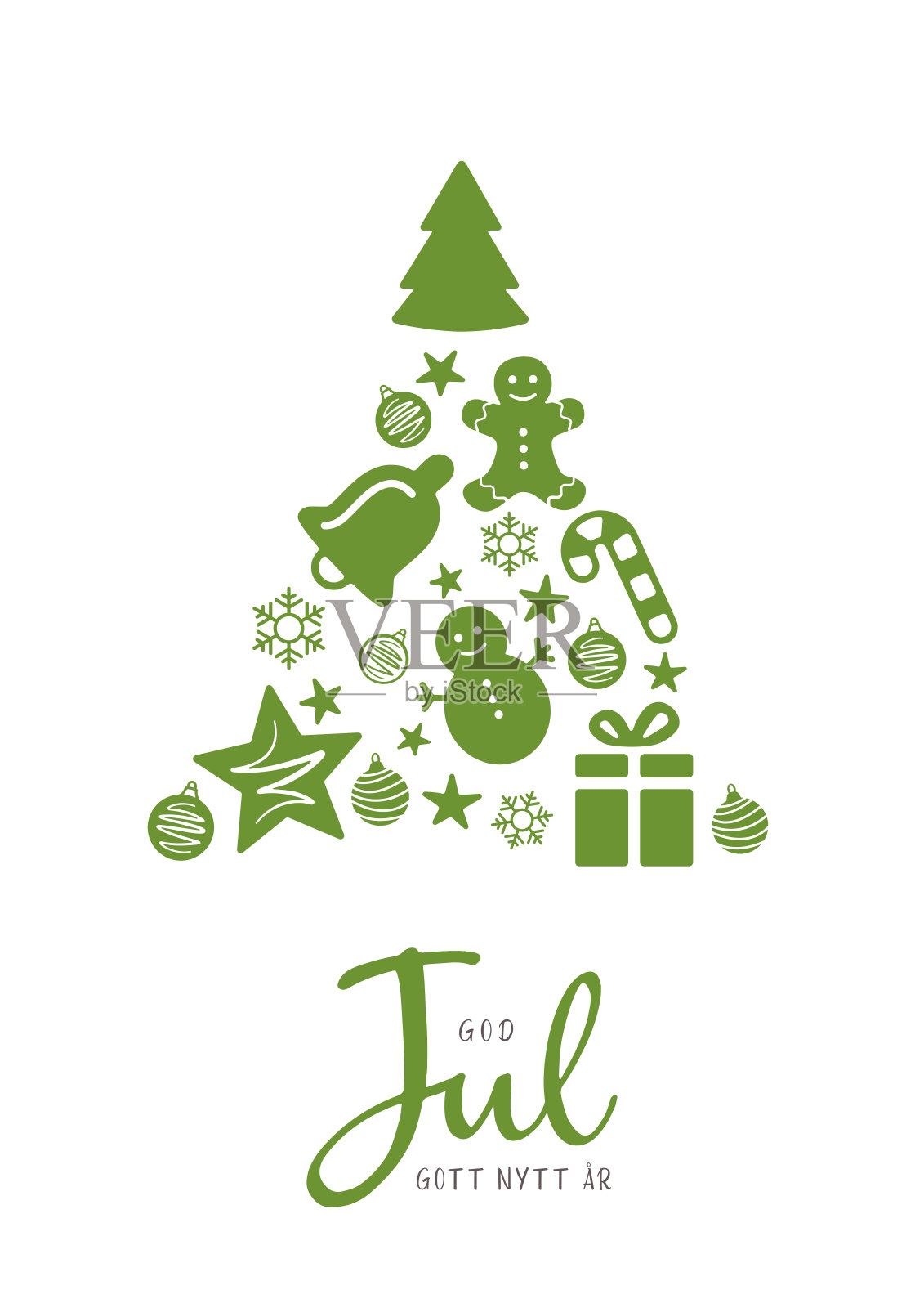 瑞典字母圣诞贺卡概念(God Jul och Gott Nytt År)插画图片素材