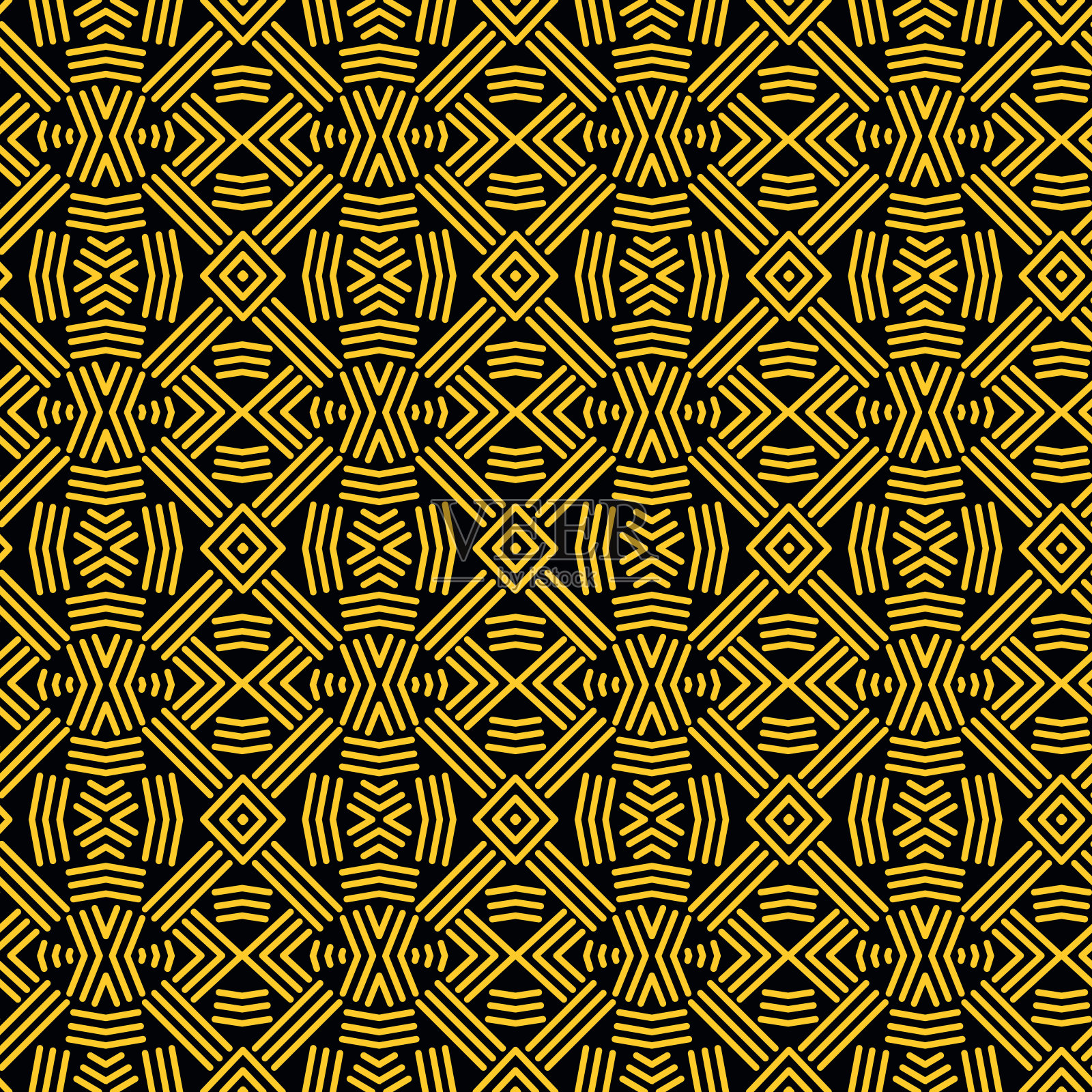 在黑色背景上有几何图案的图案插画图片素材