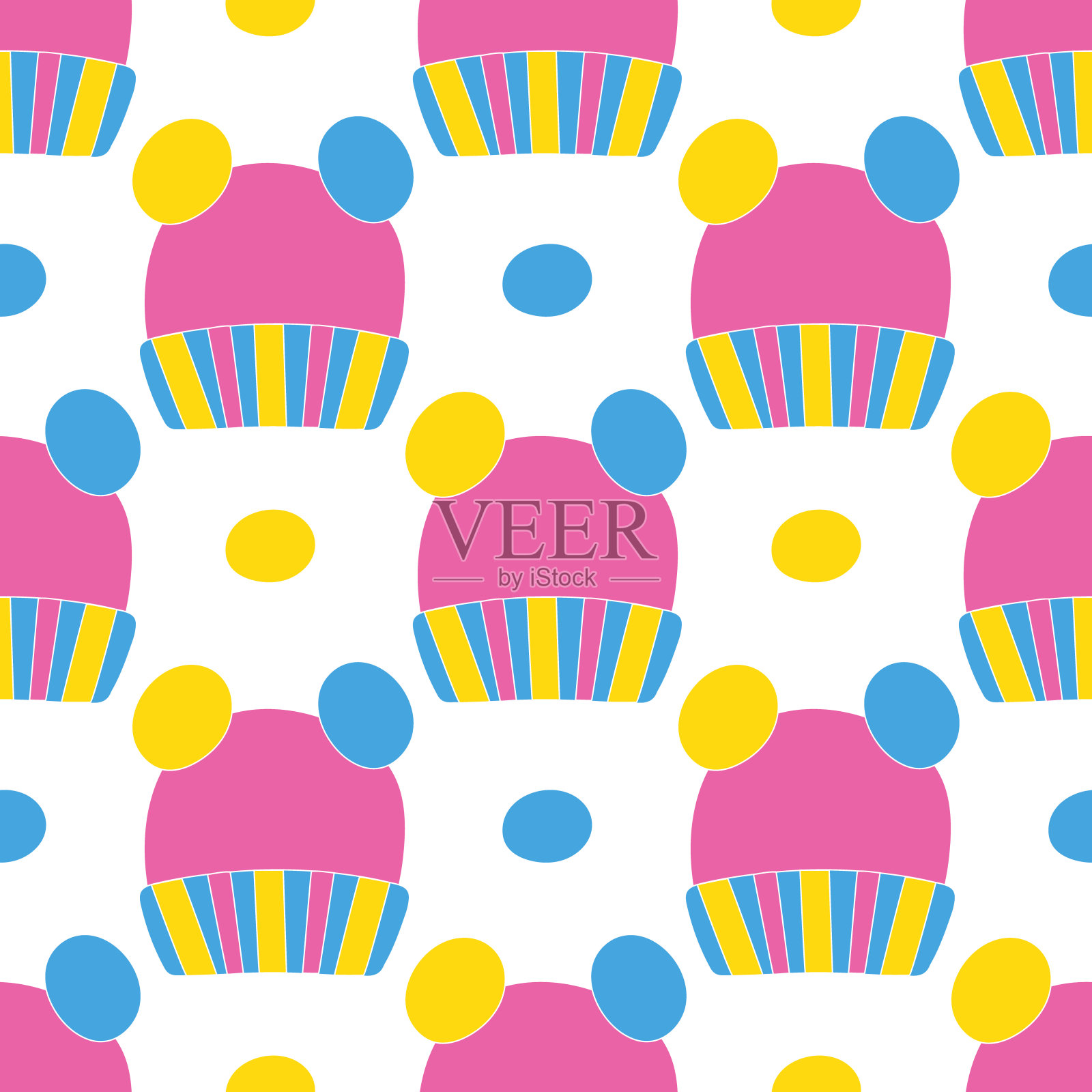 冬天孩子的帽子。无缝的插图。用于织物、包装纸或墙纸的设计插画图片素材