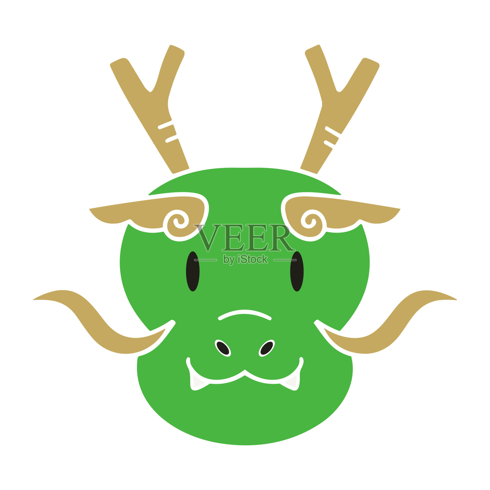 可爱的龙龙脸图标插画图片素材