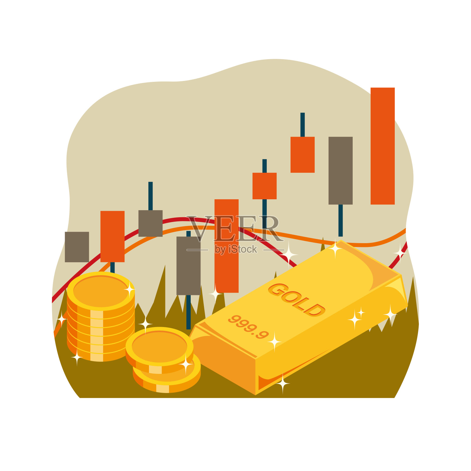 黄金价格市场插画图片素材