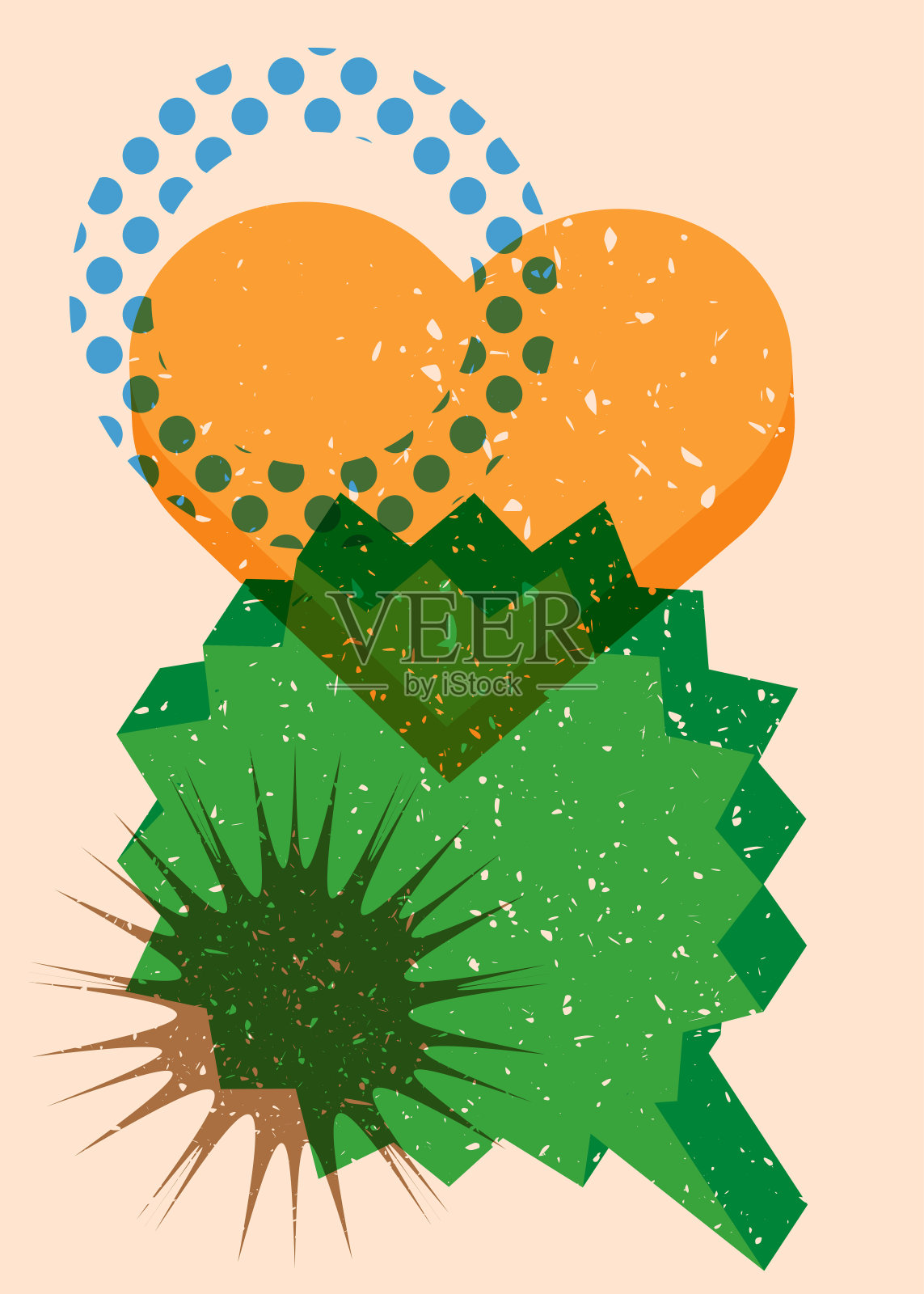 撞色复印爱心对话框几何图形设计插画图片素材