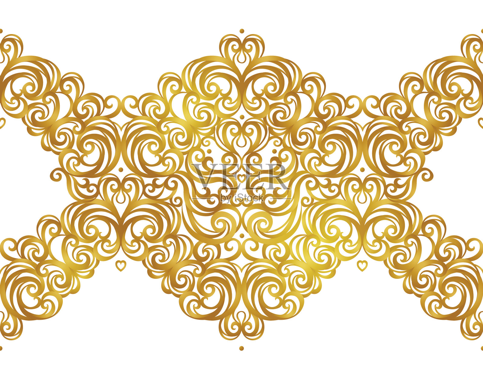 维多利亚风格金色花卉边框矢量素材插画图片素材