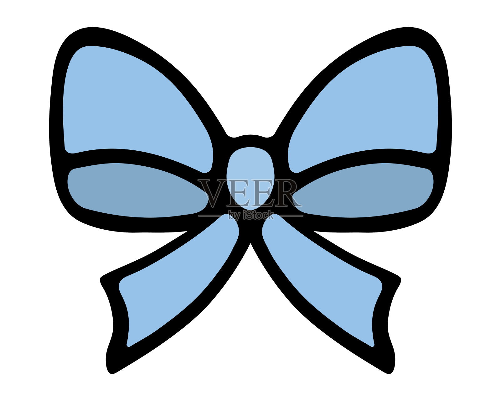 蝴蝶结是装饰性的。这条蓝丝带系得很漂亮。节日礼品装饰。插画图片素材