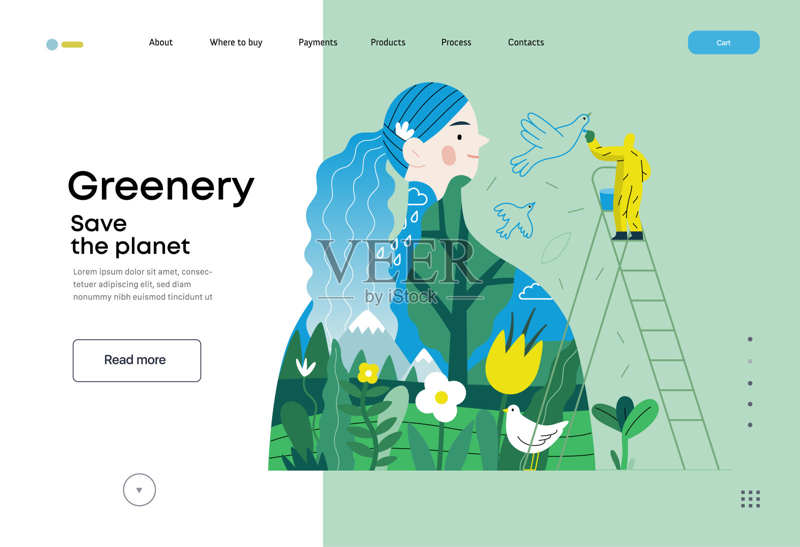 绿色植物，生态平面矢量插图插画图片素材