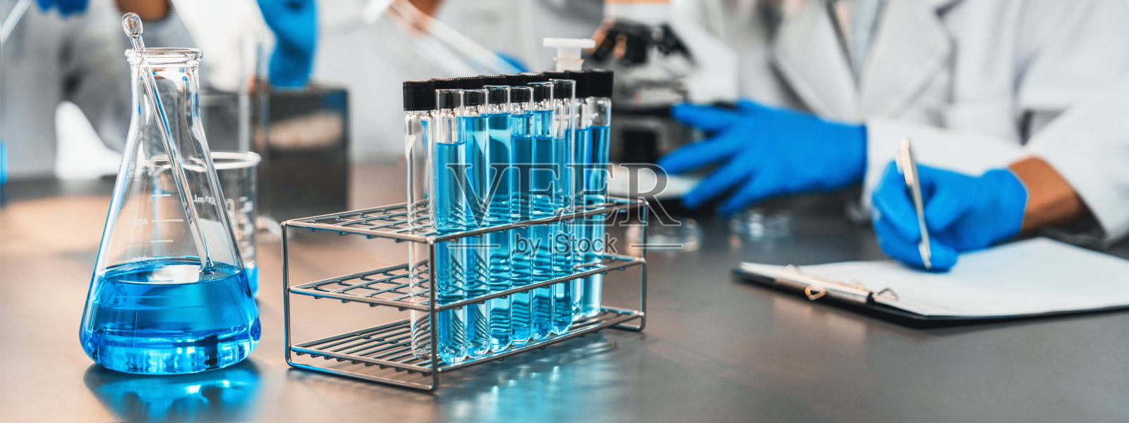 化学实验试管或医疗设备实验室背景。近代照片摄影图片