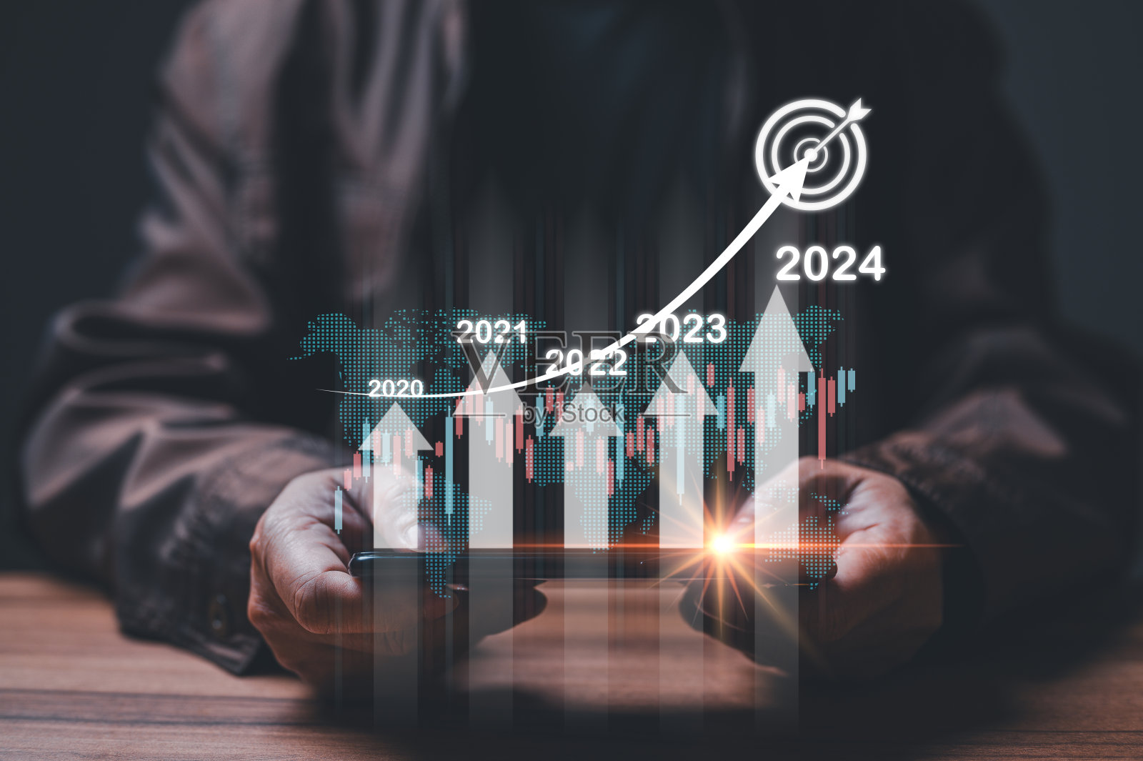 2024年，通过勤奋的数据分析和有针对性的财务战略，企业以增长为目标，制定雄心勃勃的增长目标，并以全面的财务报告为依据照片摄影图片