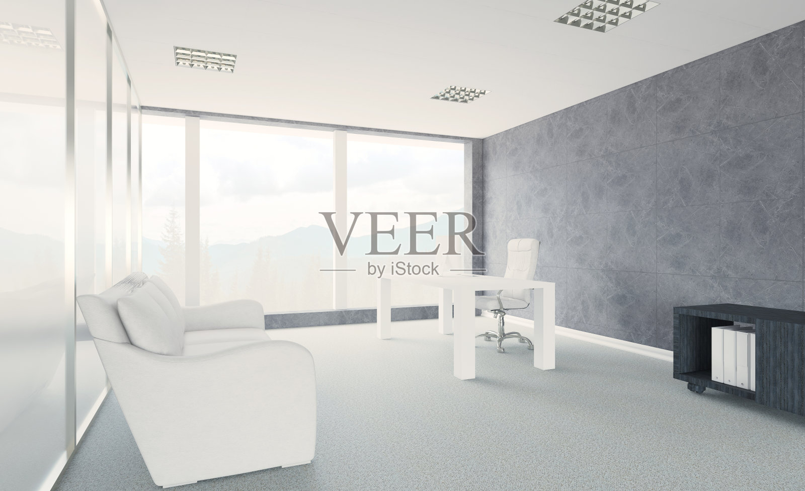 现代办公柜。3D渲染。会议室照片摄影图片