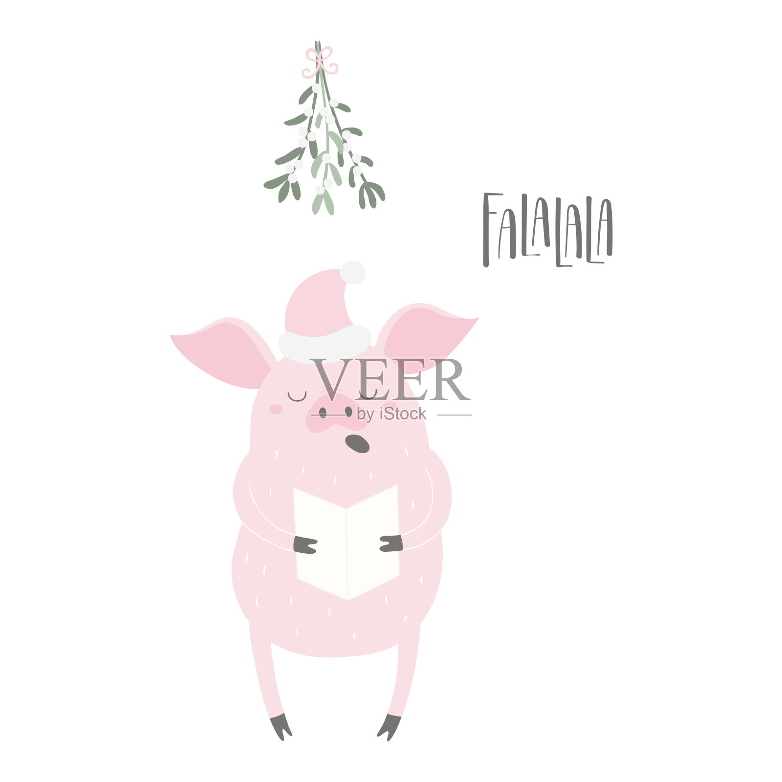 搞笑猪圣诞贺卡插画图片素材