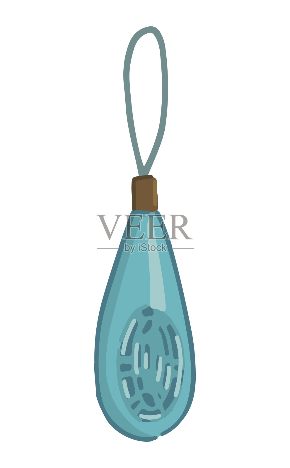 彩带上的玻璃装饰物涂鸦。圣诞树装饰的卡通剪贴画。矢量插图隔离在白色背景上。插画图片素材