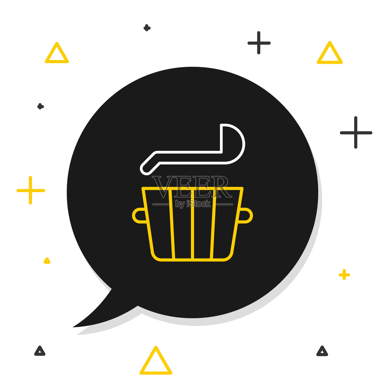 线条桑拿桶和勺子图标孤立的白色背景。色彩缤纷的轮廓概念。向量插画图片素材