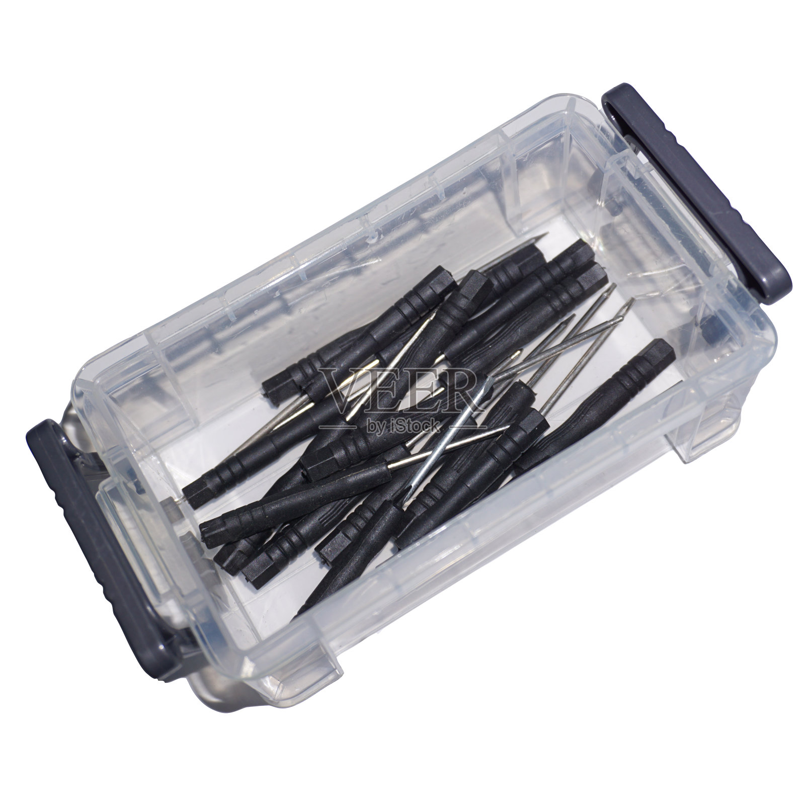 螺丝刀手柄隔离在一个盒子里，有剪切路径照片摄影图片