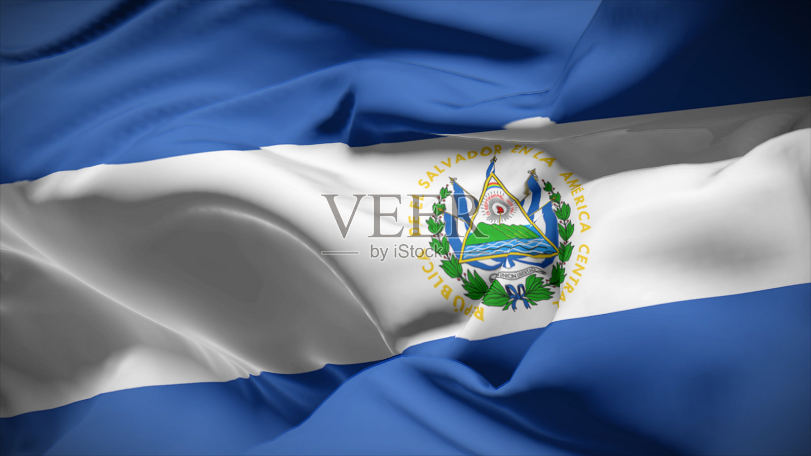 萨尔瓦多国旗特写。照片摄影图片