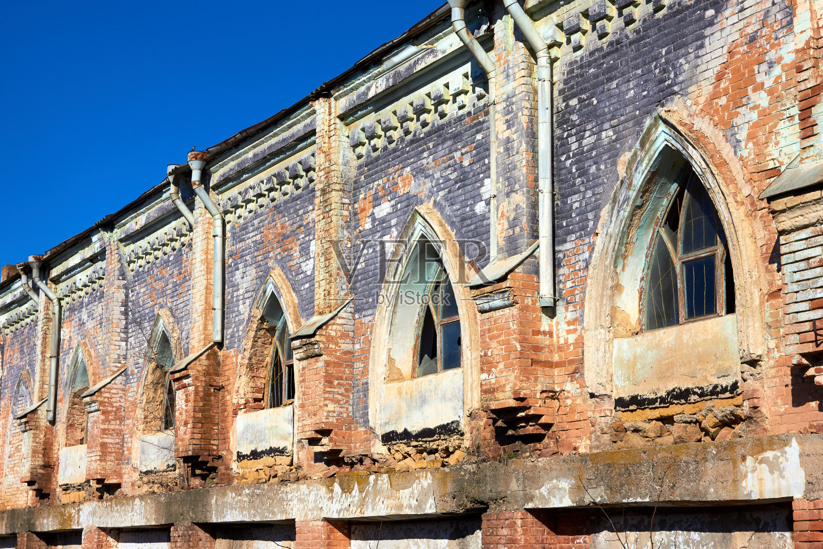 乌克兰古代路德教会的废墟。1905年建造的历史建筑，20世纪俄国革命期间被无产阶级破坏者摧毁的第一批德国定居者。照片摄影图片