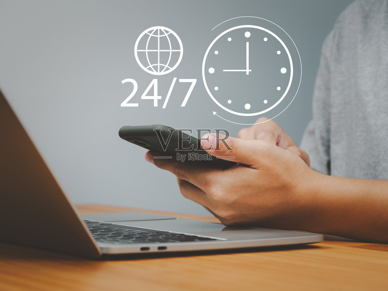 24/7全天候支持连接消息或市场查询。照片摄影图片