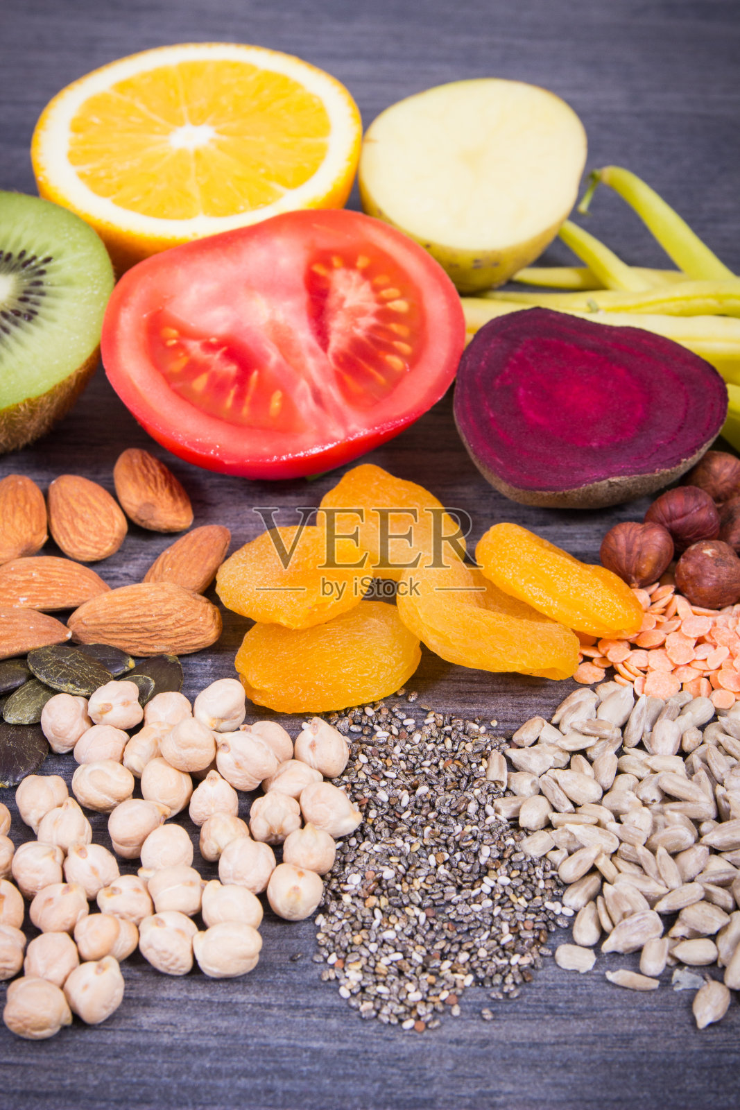 健康饮食含有天然钾，矿物质，维生素K和纤维照片摄影图片