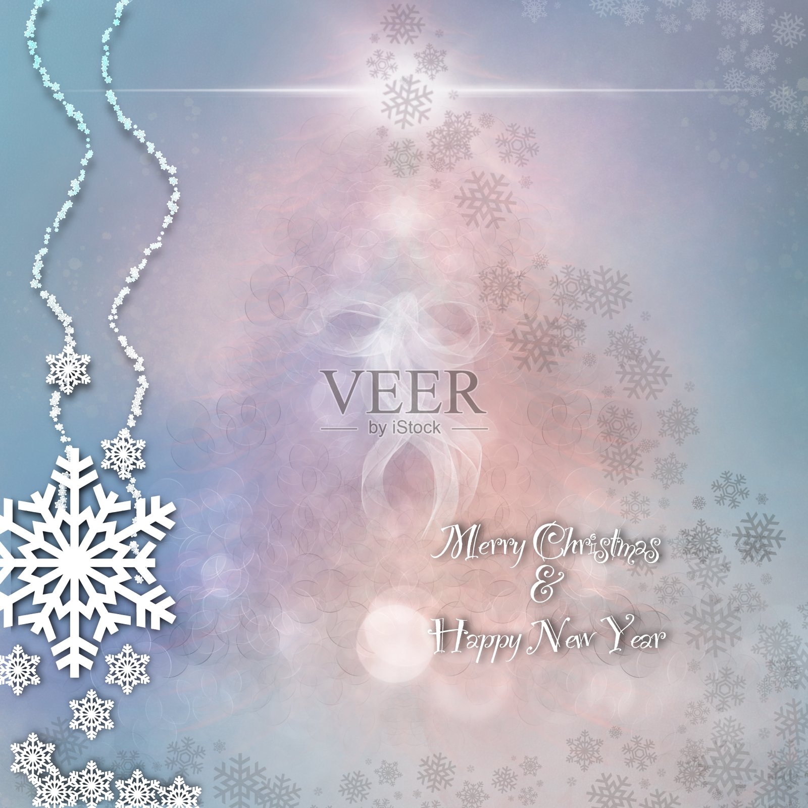 圣诞快乐和新年快乐的祝福艺术品在阴影艺术背景插画图片素材