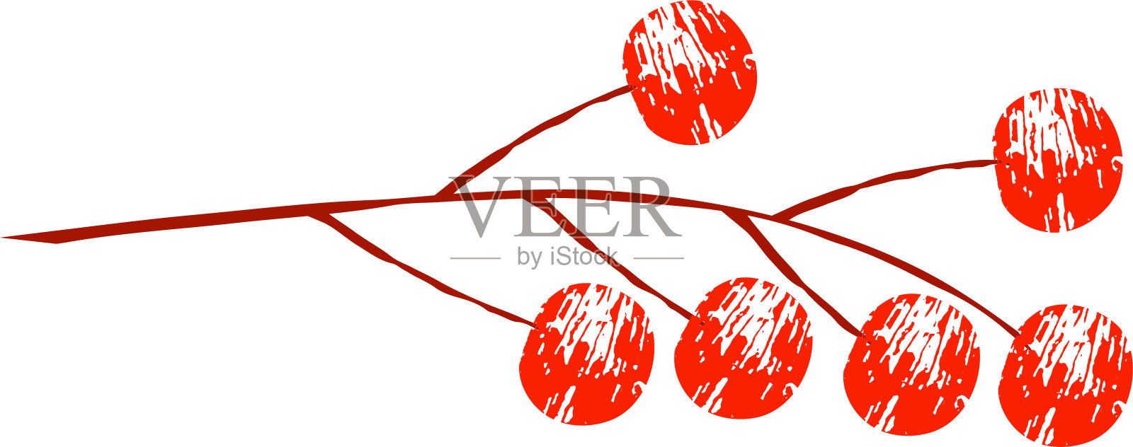 秋叶和莓枝。树叶邮票印刷装饰。插画图片素材