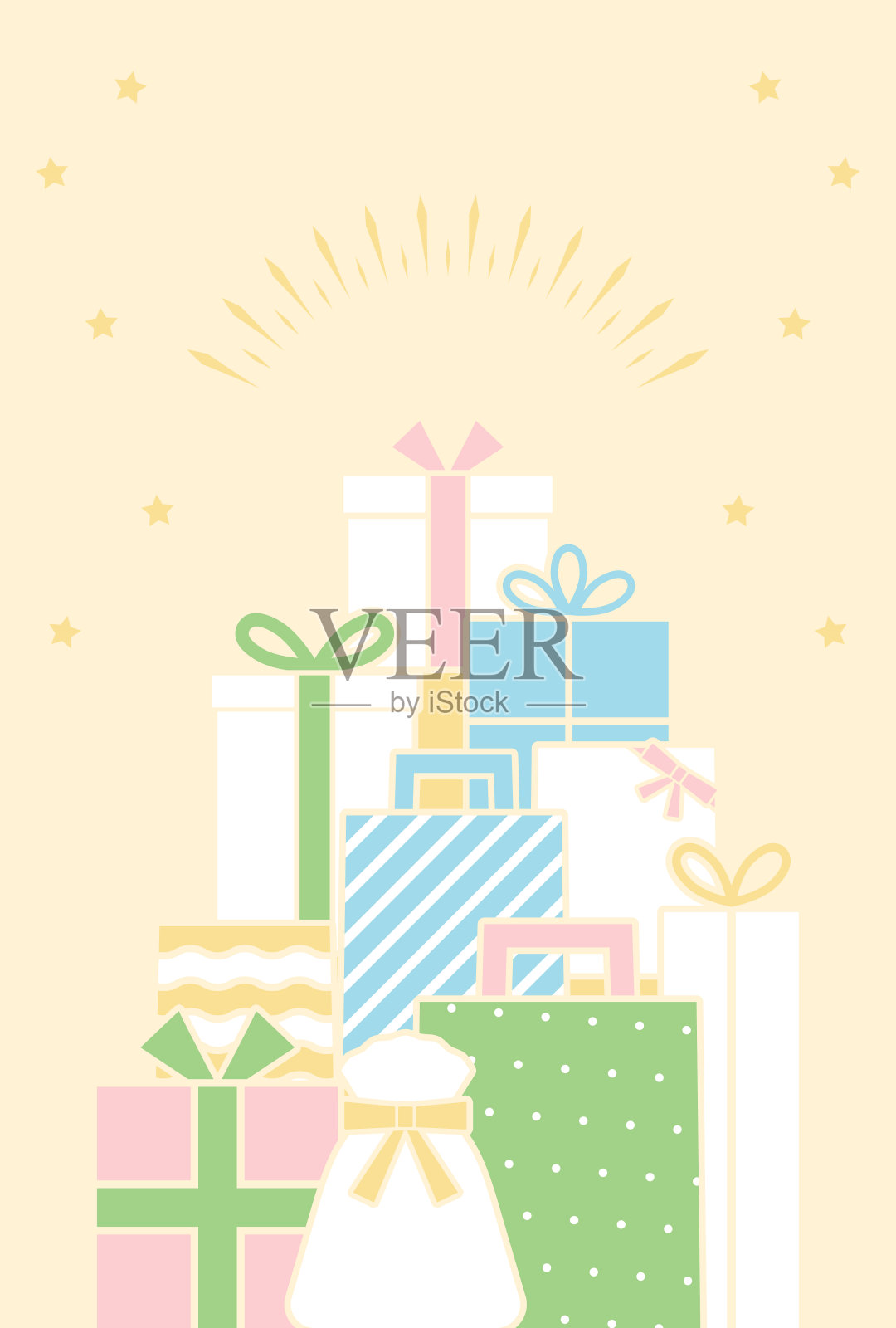 很多五颜六色的可爱的礼品盒插画图片素材