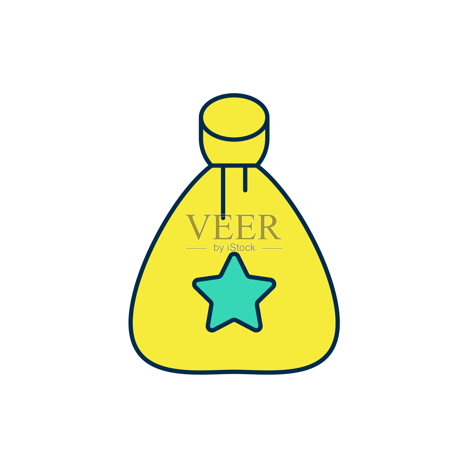 白色背景上的圣诞老人礼品袋图标矢量图插画图片素材