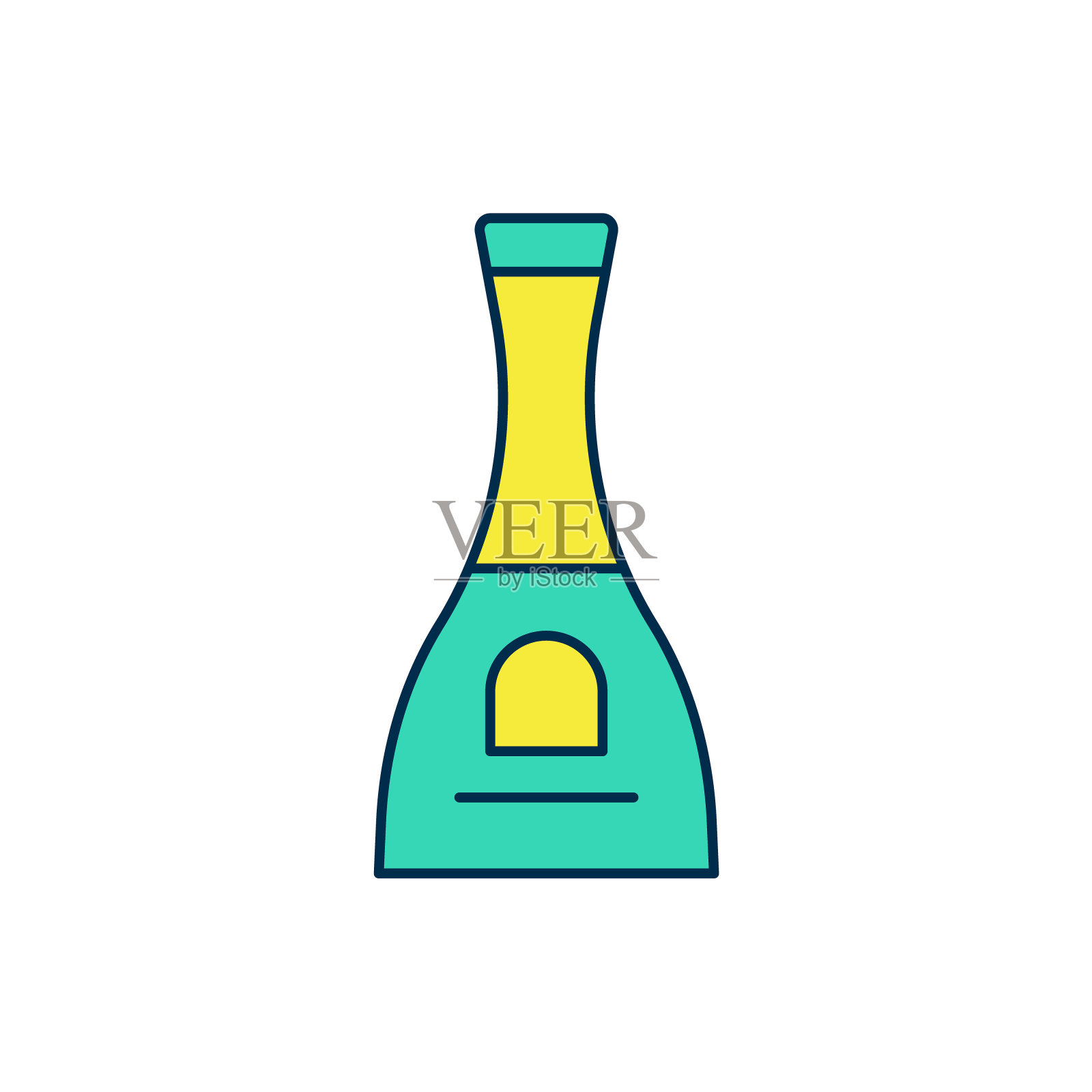 填充轮廓瓶指甲油图标孤立在白色背景。向量插画图片素材