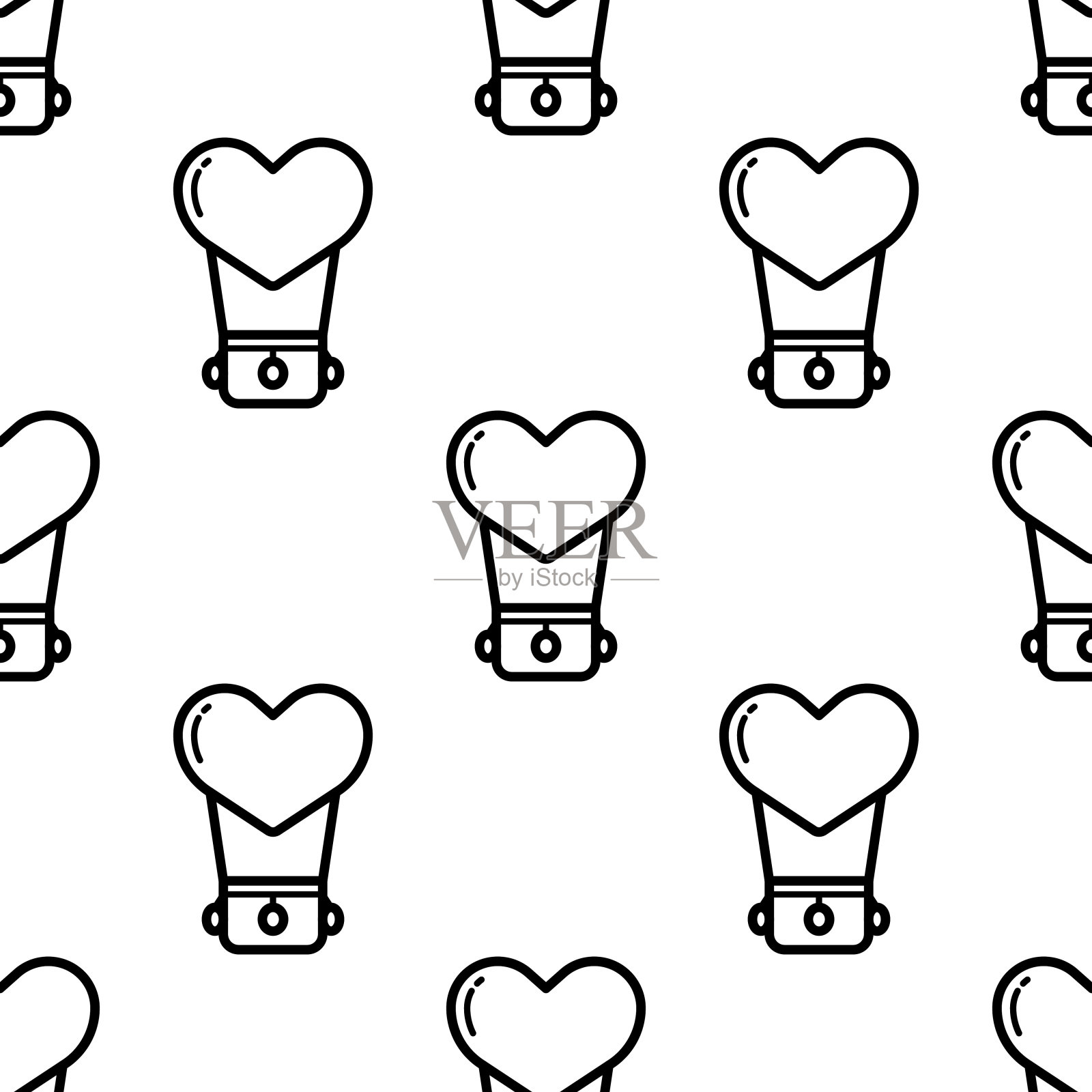 心形热气球无缝图案背景。插画图片素材