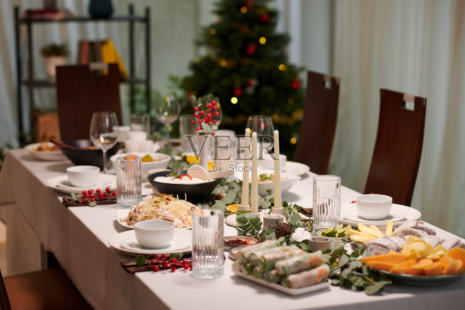 圣诞餐桌照片摄影图片