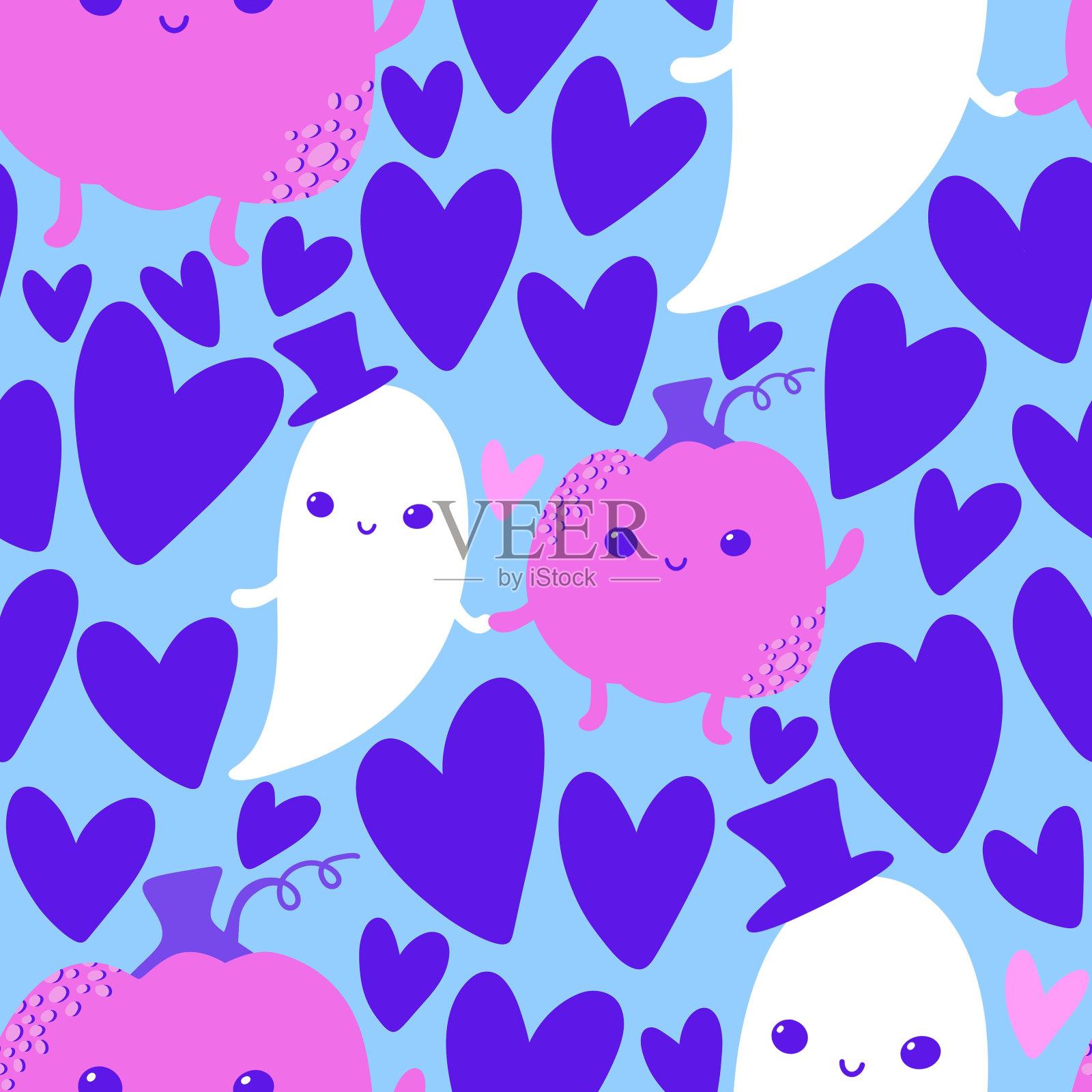 万圣节无缝南瓜图案用于织物和纺织品及包装插画图片素材