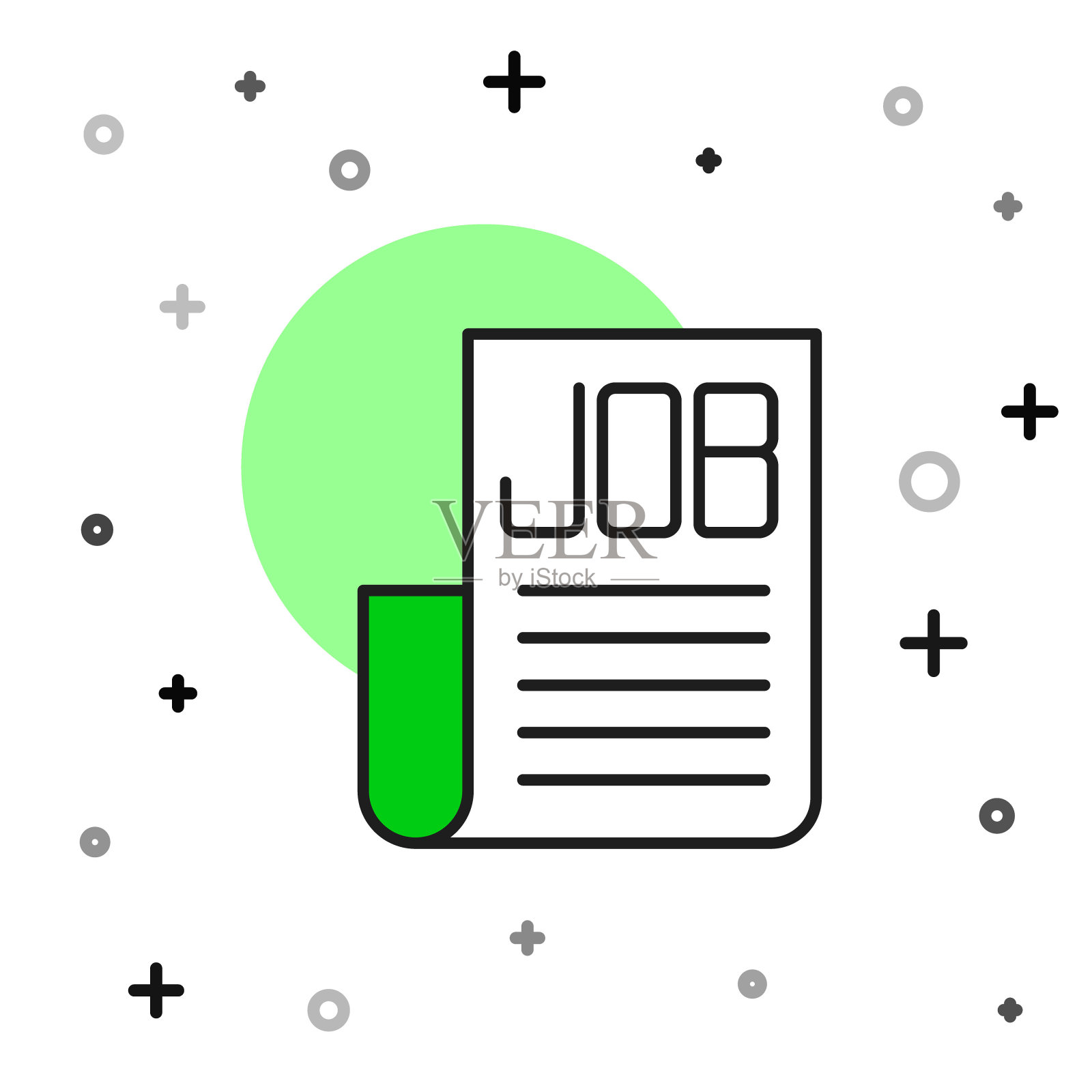 白色背景上孤立的搜索作业图标。招聘或选拔概念。企业人力资源与招聘。向量插画图片素材