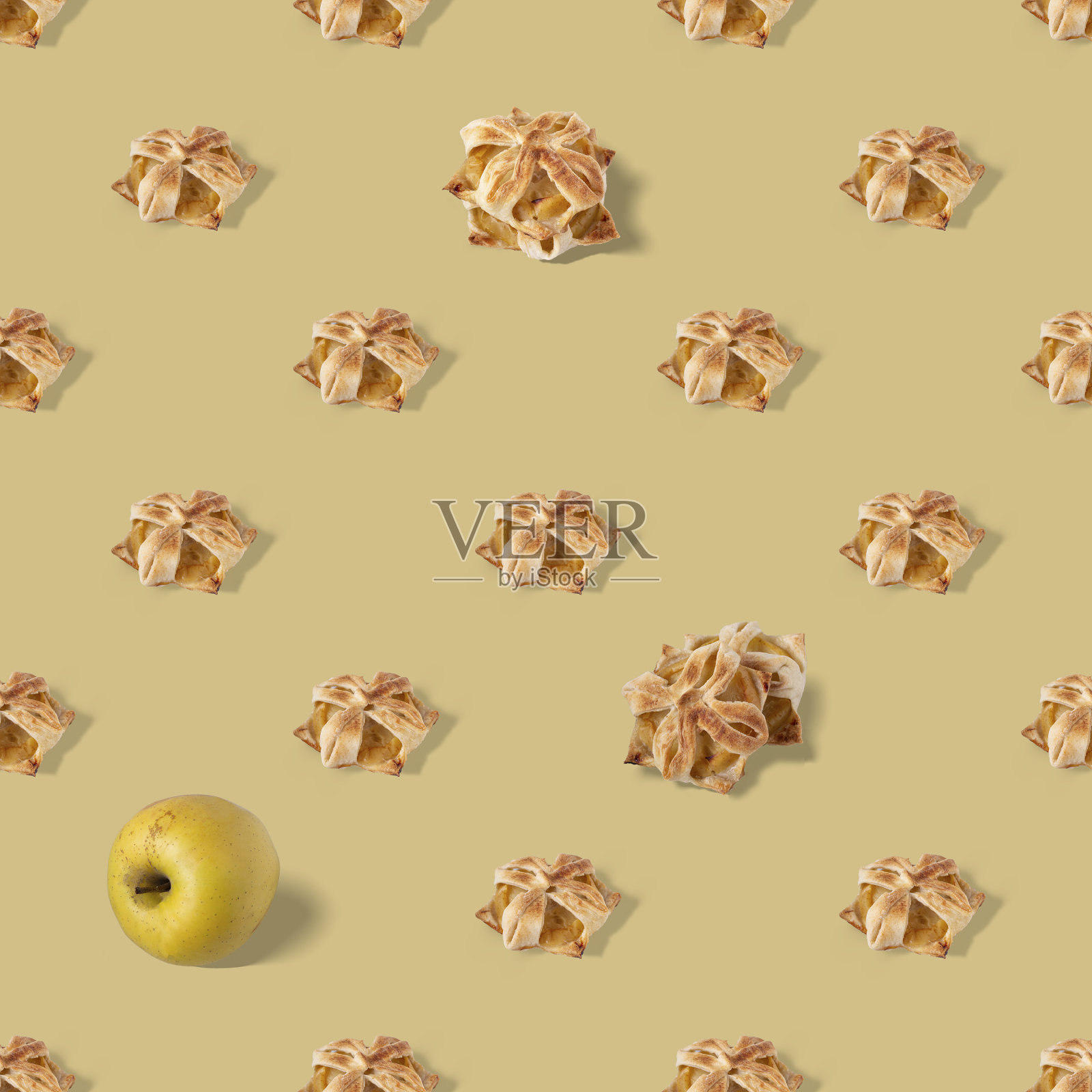 自制黄底苹果包，花纹无缝照片摄影图片