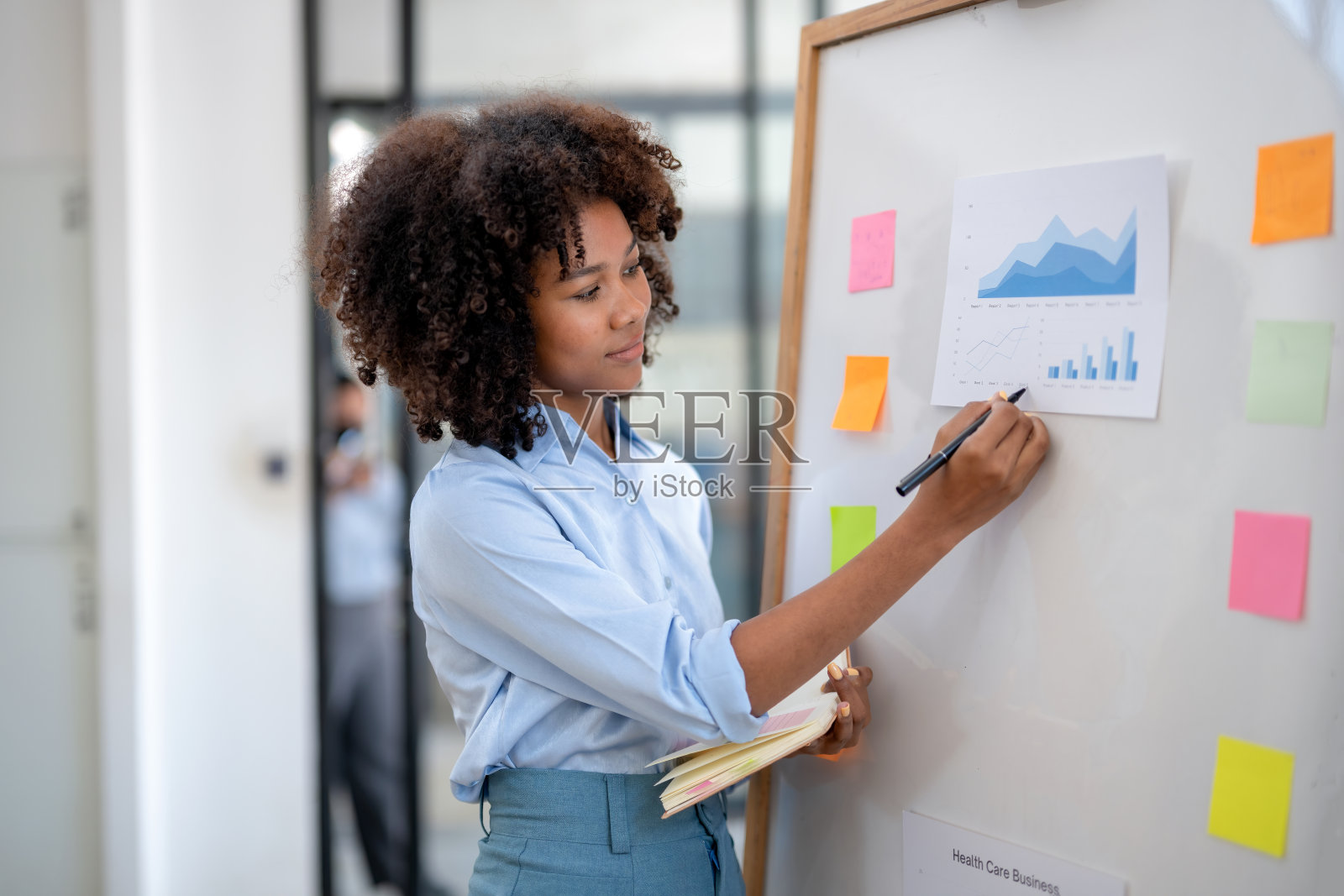 商务女性做计划笔记，制定项目战略计划照片摄影图片