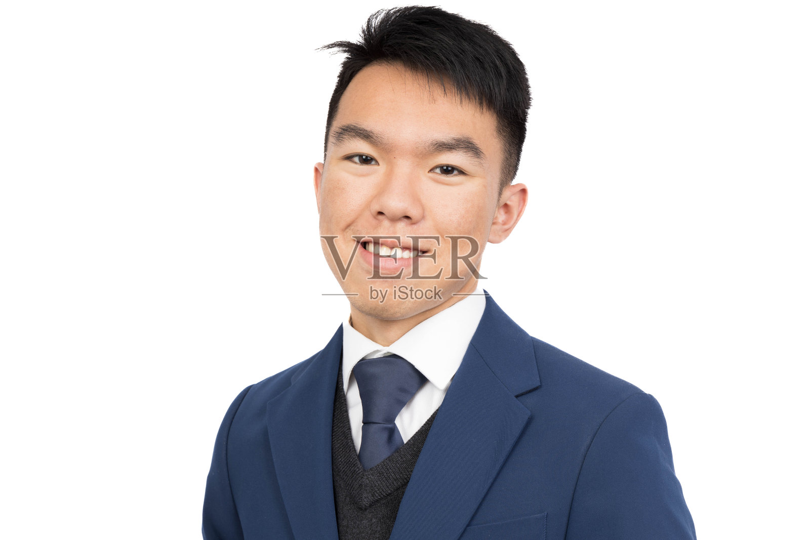 一个穿西装打领带的十几岁男孩的头像照片摄影图片